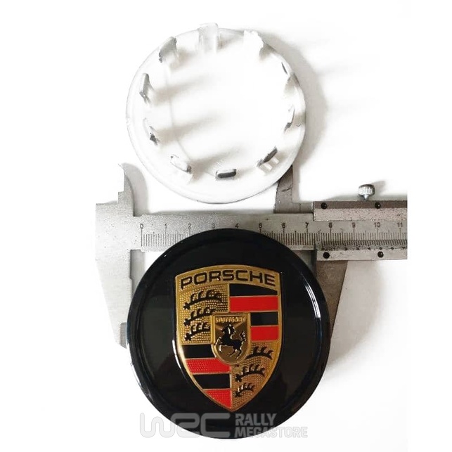 CACHE MOYEU PORSCHE NOIR BRILLANT 76MM